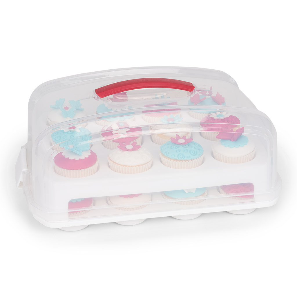 Cupcake-Transport-Box doppelstöckig für 24 Cupcakes und Muffins